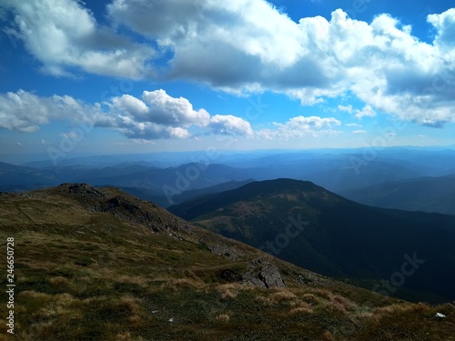 Beautiful sunny summer day in the mountains.