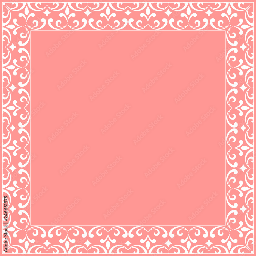 Decorative frame Elegant vector element for design in Eastern style, place for text. Floral pink border. Lace illustration for invitations and greeting cards Decorative frame Elegant vector element for design in Eastern style, place for text. Floral pink border. Lace illustration for invitations and greeting cards