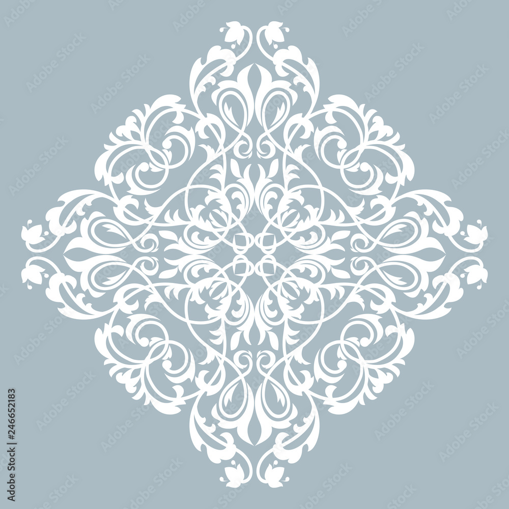 Damask graphic ornament. Floral design element. Blue vector pattern Damask graphic ornament. Floral design element. Blue vector pattern