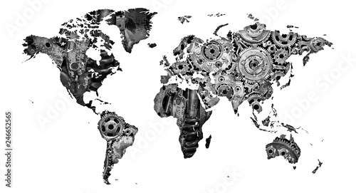 mapa bardzo mechanicznego świata jako plakat lub grafika na ścianę 
