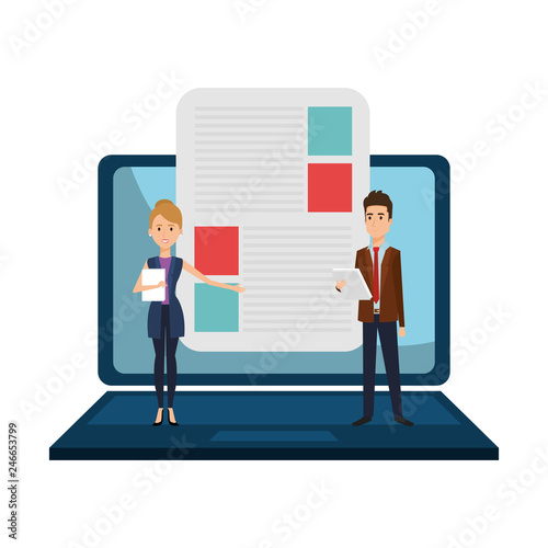 business couple with laptop