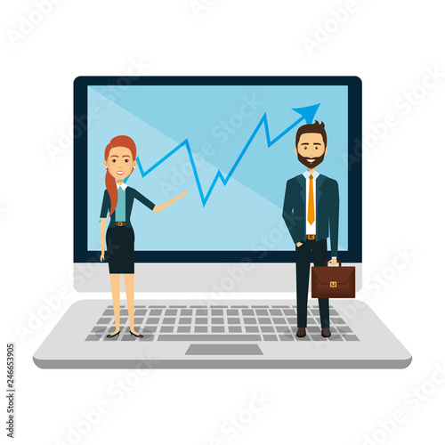 business couple with laptop