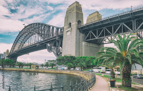 SYDNEY, AUSTRALIA - NOVEMBER 6, 2015: Harbor Bridge as seen from Kirribilli. The city attracts 20 million people annually