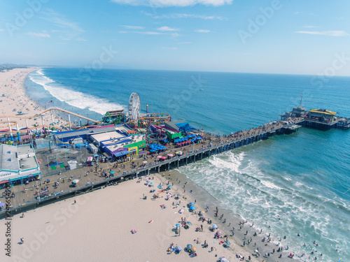 Aerial view of Santa Monica beach and skyline - California, USA