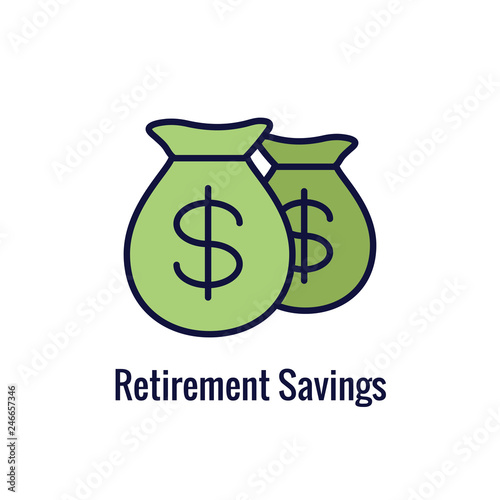 Retirement Account and Savings Icon Set w Mutual Fund, Roth IRA, etc