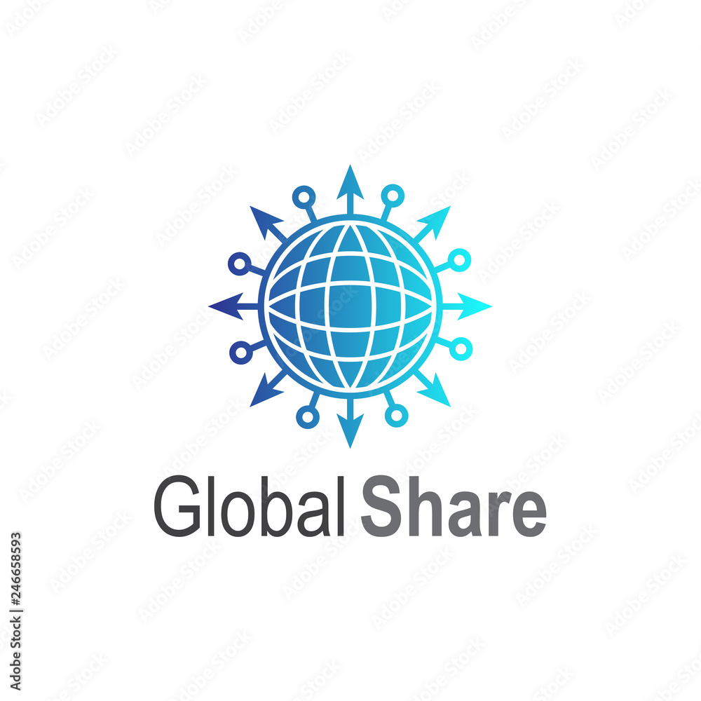 Fototapeta premium Globe With Arrow Logo Template