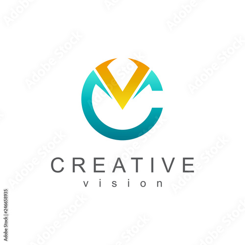 CV Logo, Letter C And Letter V Logo
