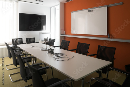 Interior of meeting room in moder office. Emty office.