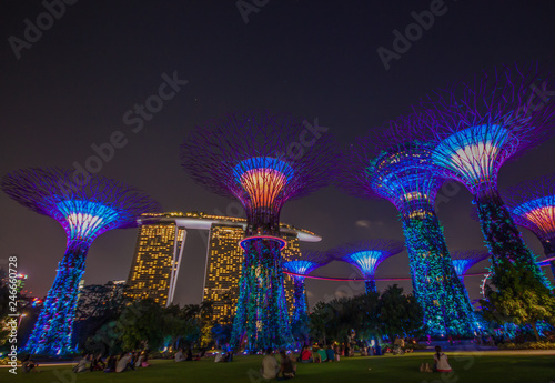 Singapore - a small and crowded city/state of Southeast Asia, famous for its modern architecture. Here in the picture the colorful Gardens by the Bay