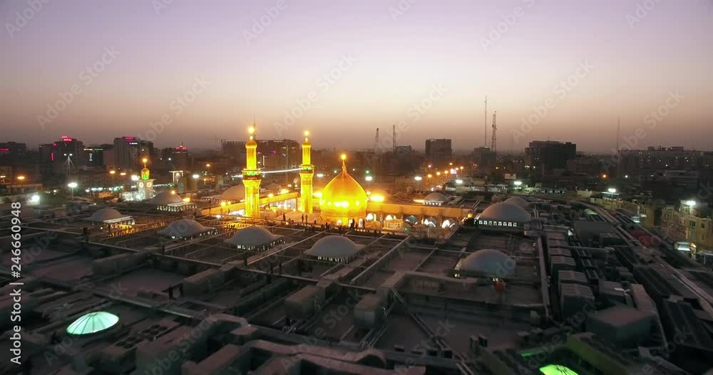 Shiite pilgrims in Karbala between mosques
drone flay cam