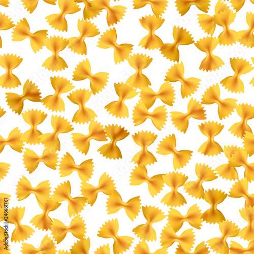Seamless pattern. Farfalle pasta on white background