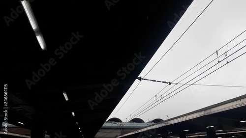 train platform roof with flickering lights photo