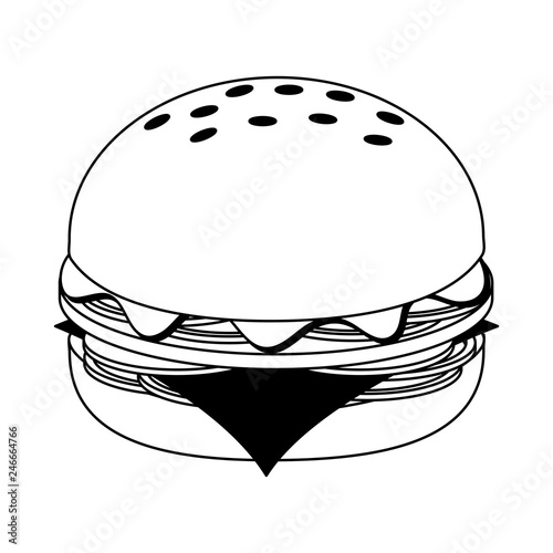 hamburger fast food isolated in black and white