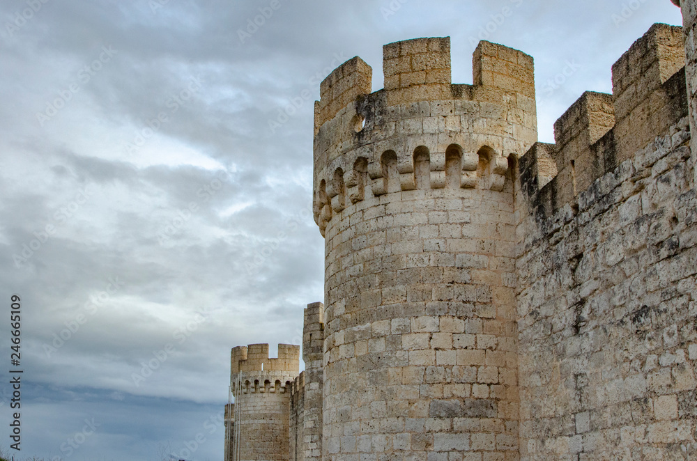view of Peñafiel castle in Valladolid, Spain