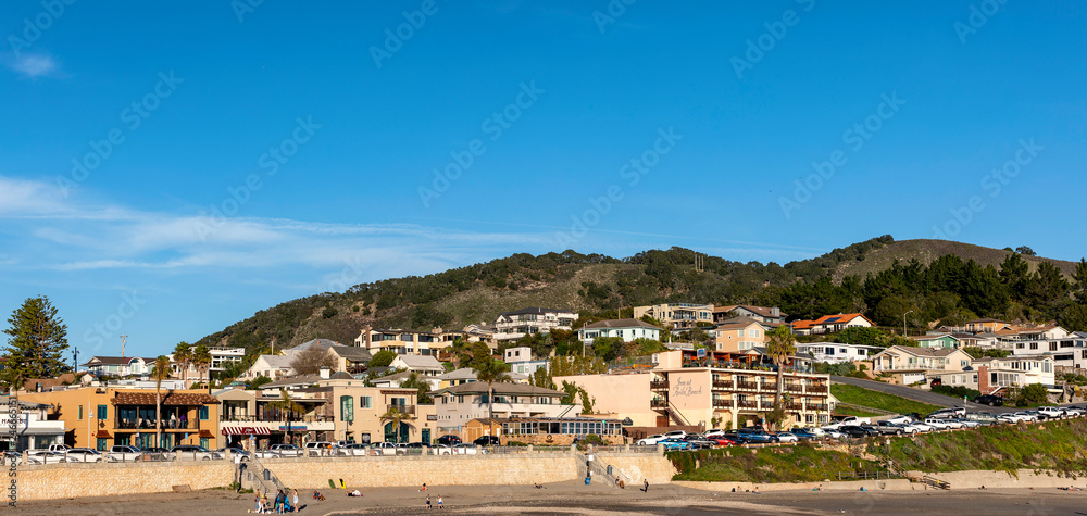 Beach town by the ocean  and sand