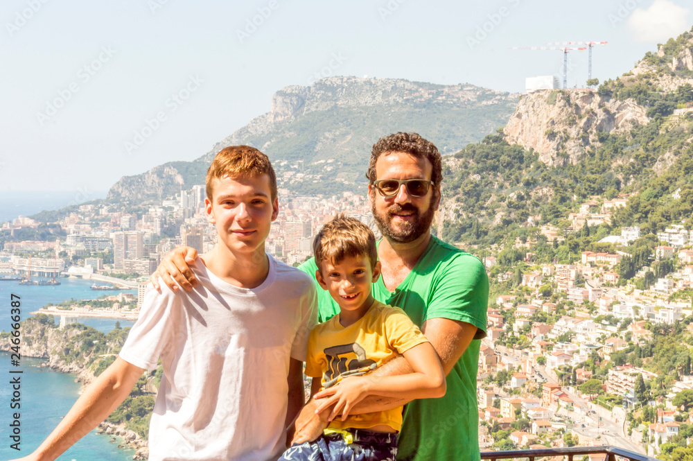 Father with his sons in French Riviera