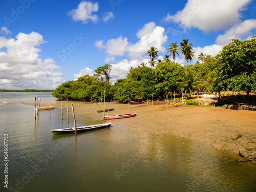 Boats on the shore of Paripe river, near Vila Velha - Ilha de Itamaraca, Brazil