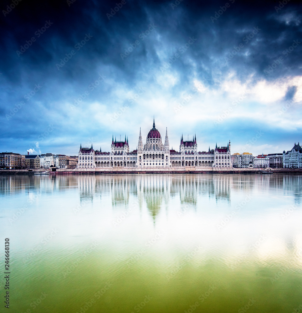 The Hungarian Parliament with river Danube in the morning
