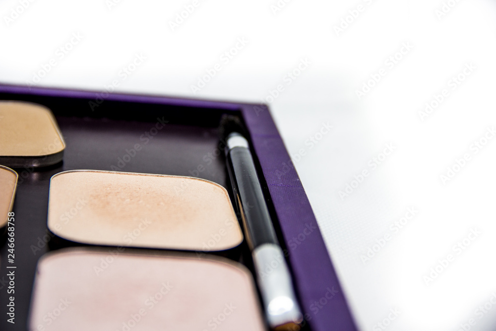 cosmetics for professional makeup on white background cosmetics for professional makeup on white background