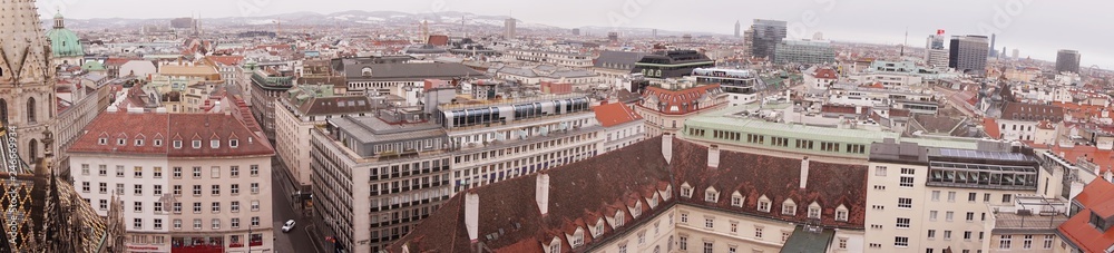 Obraz premium View of winter Vienna from the tower of St. Stephen’s Cathedral.