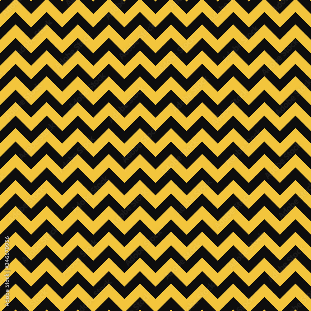 Yellow and Black Seamless Pattern - Chevron zig zag repeating pattern design