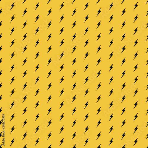 Yellow and Black Seamless Pattern - Lightning bolts repeating pattern design
