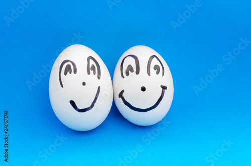 Two fun eggs. They have a smile painted on them