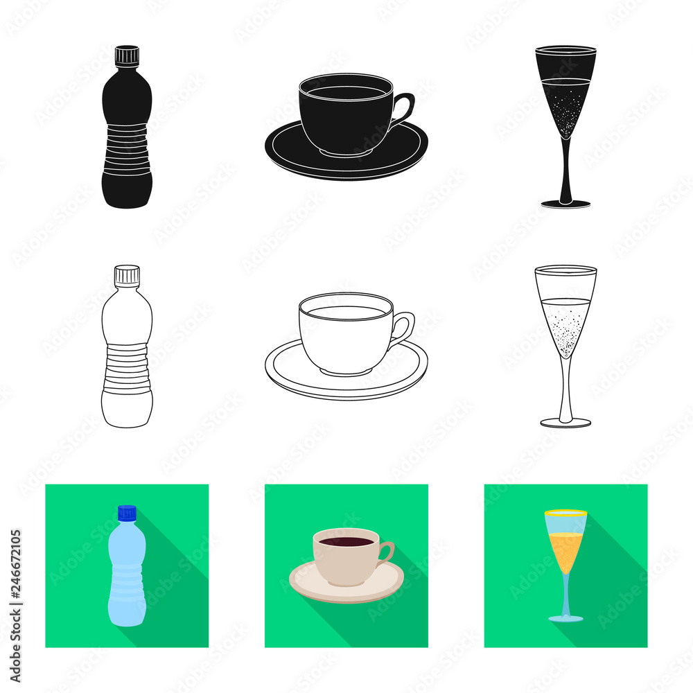 Isolated object of drink and bar sign. Collection of drink and party stock vector illustration. Isolated object of drink and bar sign. Collection of drink and party stock vector illustration.