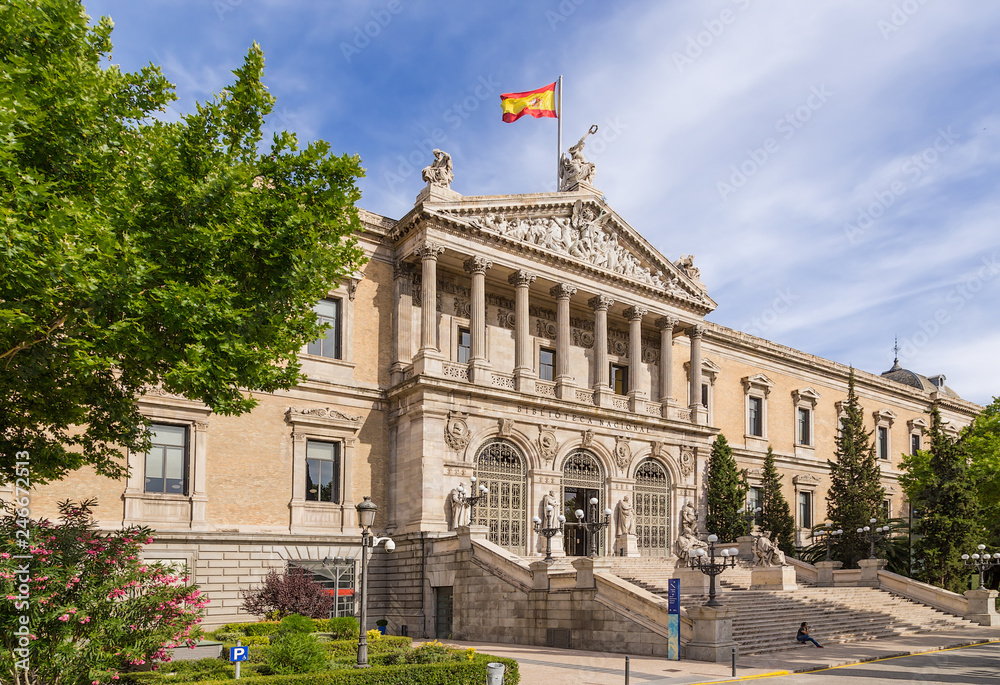 Madrid, Spain. Facade of the National Library of Spain, 1896 Madrid, Spain. Facade of the National Library of Spain, 1896