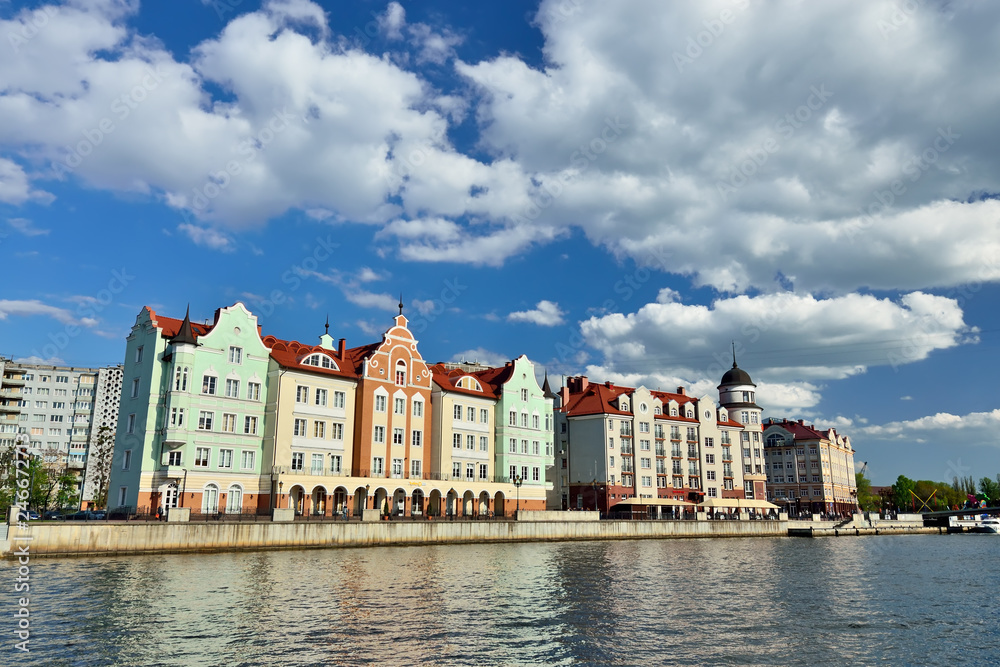 KALININGRAD, RUSSIA - 13 may 2017: Fishing village - Cultural and ethnographic complex, tourist attraction of the city KALININGRAD, RUSSIA - 13 may 2017: Fishing village - Cultural and ethnographic complex, tourist attraction of the city