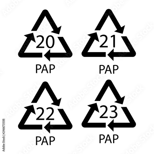 Sign of the processing of pulp products. PAP mark