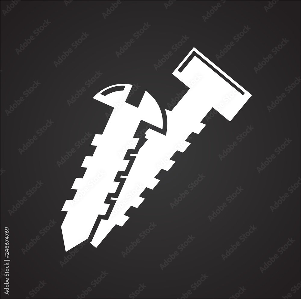Screw icon on black background for graphic and web design, Modern simple vector sign. Internet concept. Trendy symbol for website design web button or mobile app