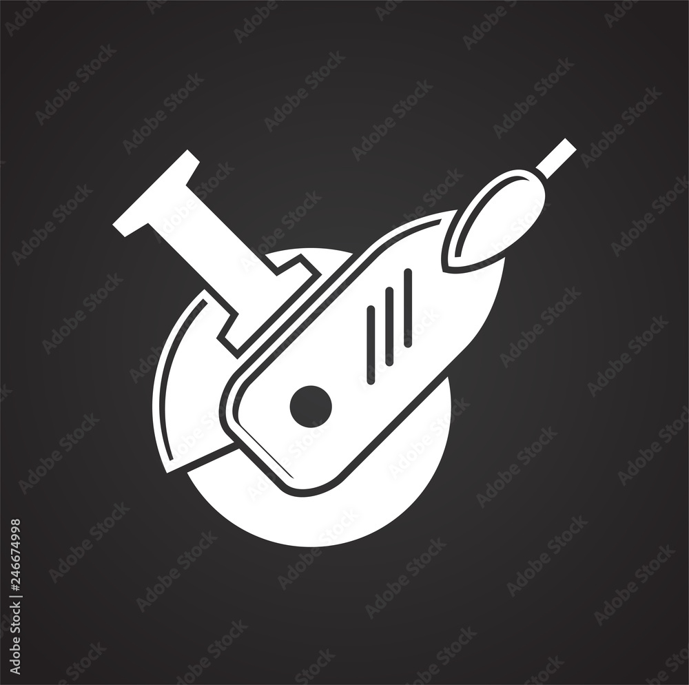 Tool angle grinder icon on black background for graphic and web design, Modern simple vector sign. Internet concept. Trendy symbol for website design web button or mobile app Tool angle grinder icon on black background for graphic and web design, Modern simple vector sign. Internet concept. Trendy symbol for website design web button or mobile app