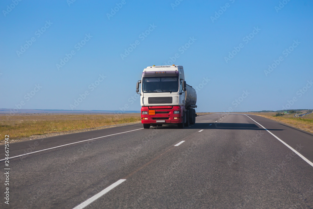 Gas-Tank Truck Goes on Highway