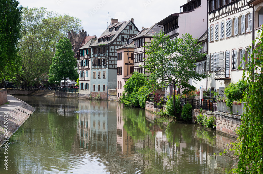 Traditional houses near the canal at Strasbourg, France