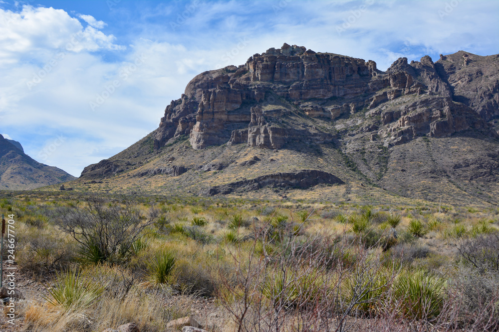 Chisos mountains rock formation in Big Bend National Park.