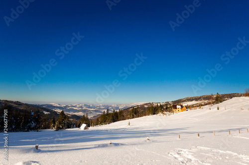 Fototapeta Naklejka Na Ścianę i Meble -  Winter trekking Beskidy mountains Rysianka