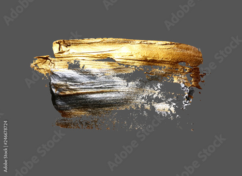 hand drawing gold brush stroke paint spot