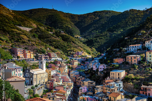 Village and Hills of Riomaggiore Cinque Terre Italy