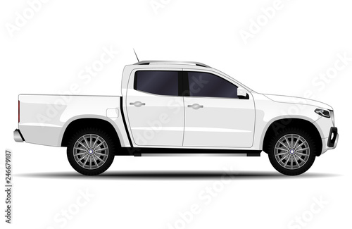 realistic car. truck, pickup. side view.