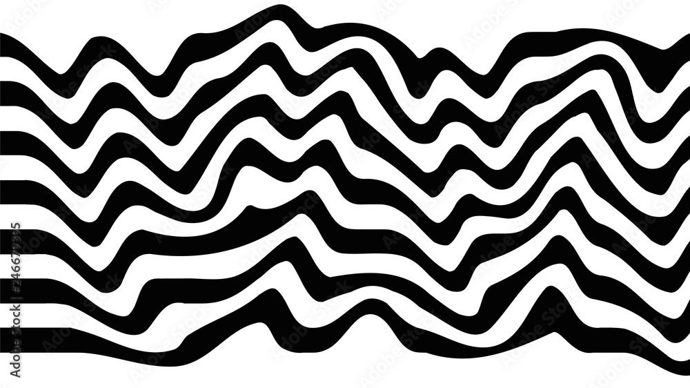 Abstract black and white stripped background. Glitch print. Vector illustration. 