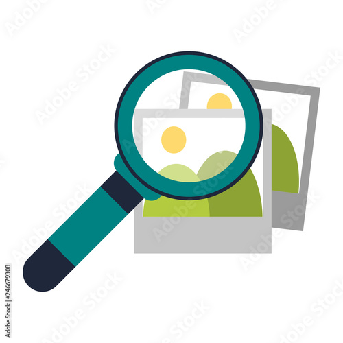 Magnifying glass looking pictures symbol