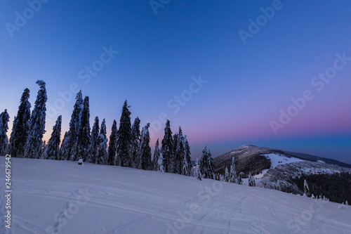 Fototapeta Naklejka Na Ścianę i Meble -  Winter trekking Beskidy mountains Rysianka