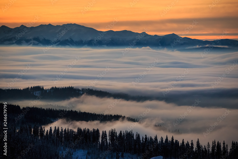 Fototapeta premium Winter trekking Beskidy mountains Rysianka
