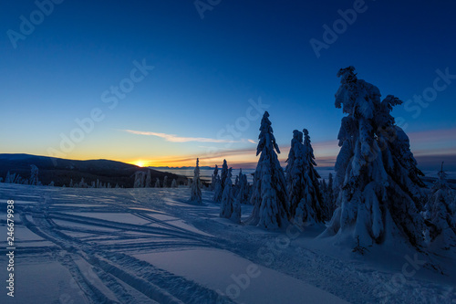 Fototapeta Naklejka Na Ścianę i Meble -  Winter trekking Beskidy mountains Rysianka