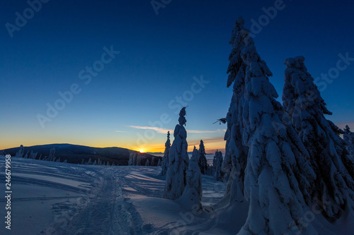 Fototapeta Naklejka Na Ścianę i Meble -  Winter trekking Beskidy mountains Rysianka