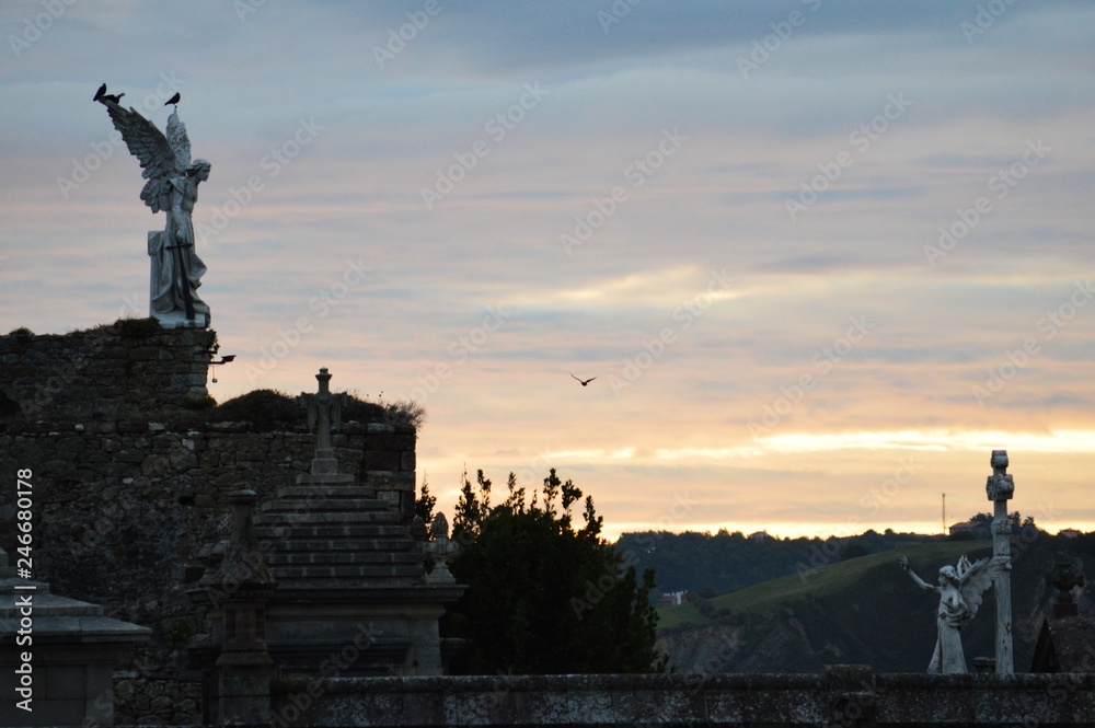 Sunrise by the cemetery in Comillas