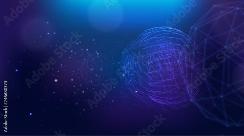 Outer space futuristic galaxy earth polygonal background