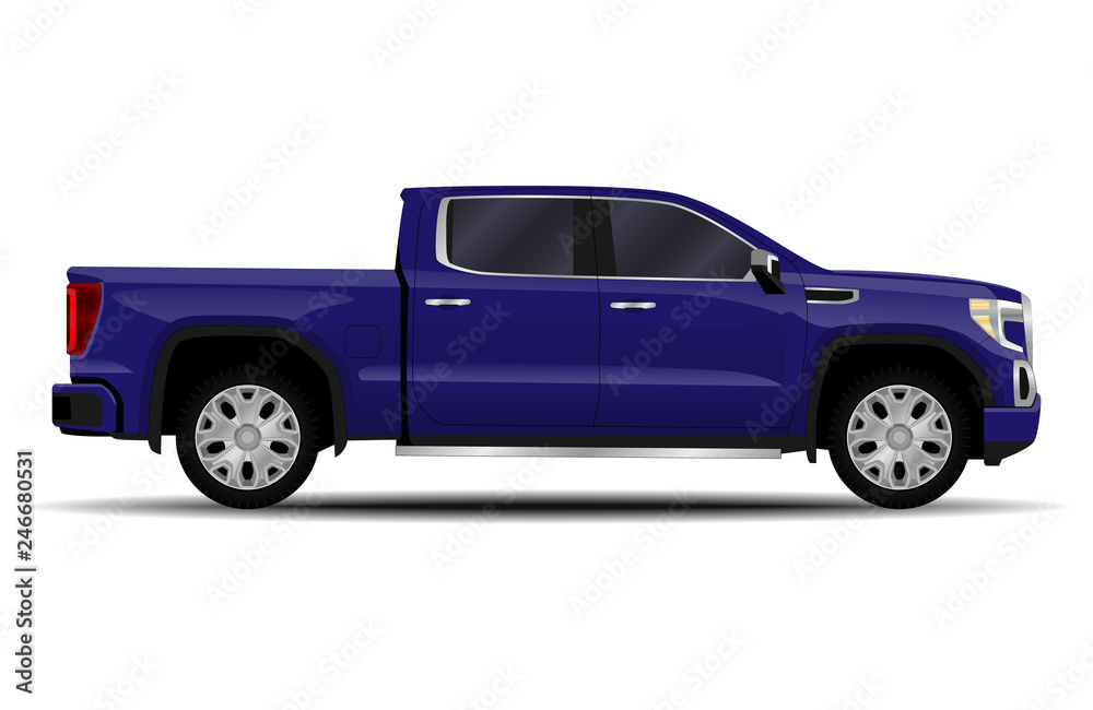 realistic car. truck, pickup. side view. realistic car. truck, pickup. side view.