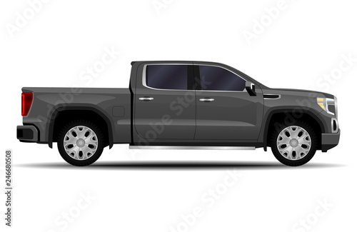 realistic car. truck, pickup. side view.